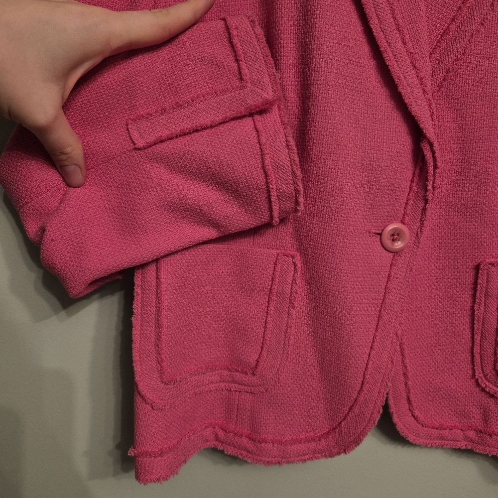 Nygard Collection Women's Feminine Silk Blend Pink Barbie Blazer Size 12 - Picture 3 of 5